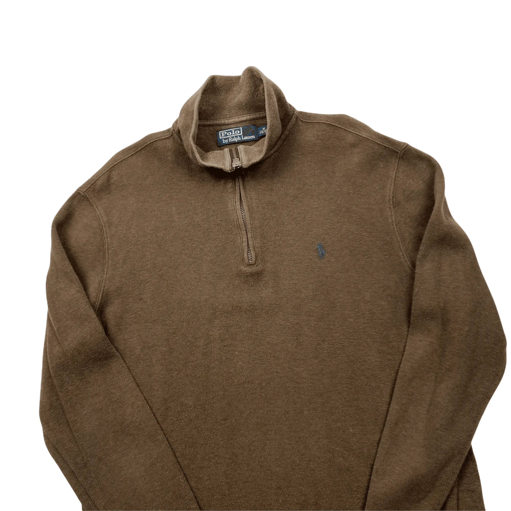 Vintage 90s Brown Polo Ralph Lauren Quarter Zip Sweatshirt - Medium