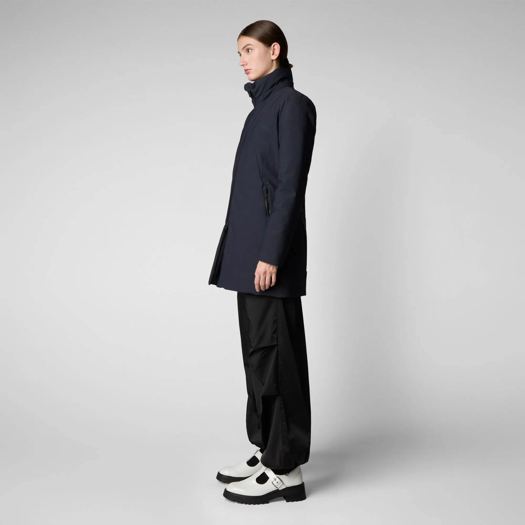 Women's Hooded Coat Lila in blue black