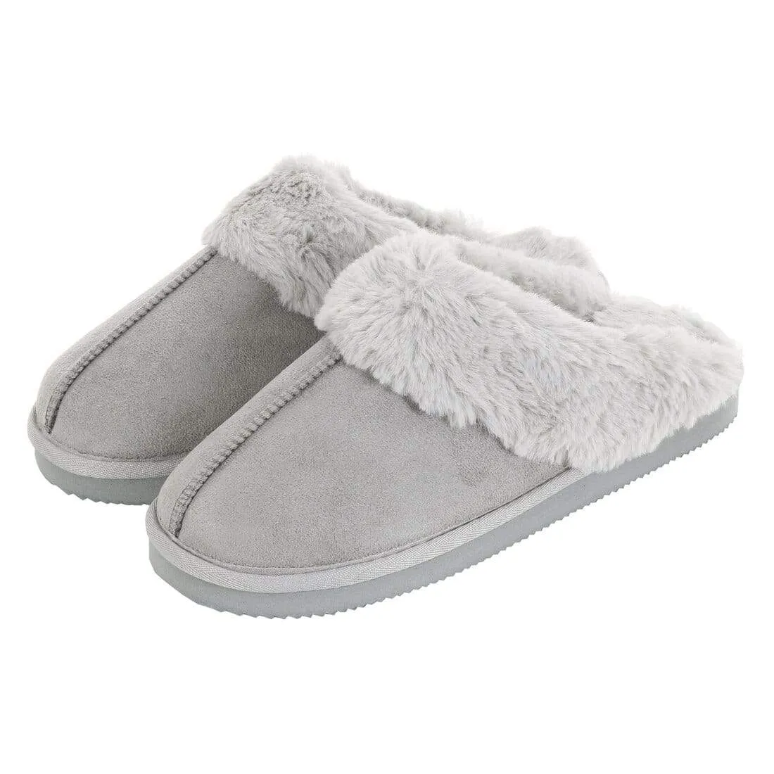 Womens Mule Slippers Luxury Microsuede Faux Fur Non-Slip